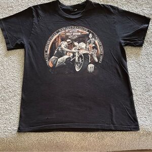Harley-Davidson shirt mens large black orange girls Memphis‎ TN grunge biker Y2K
